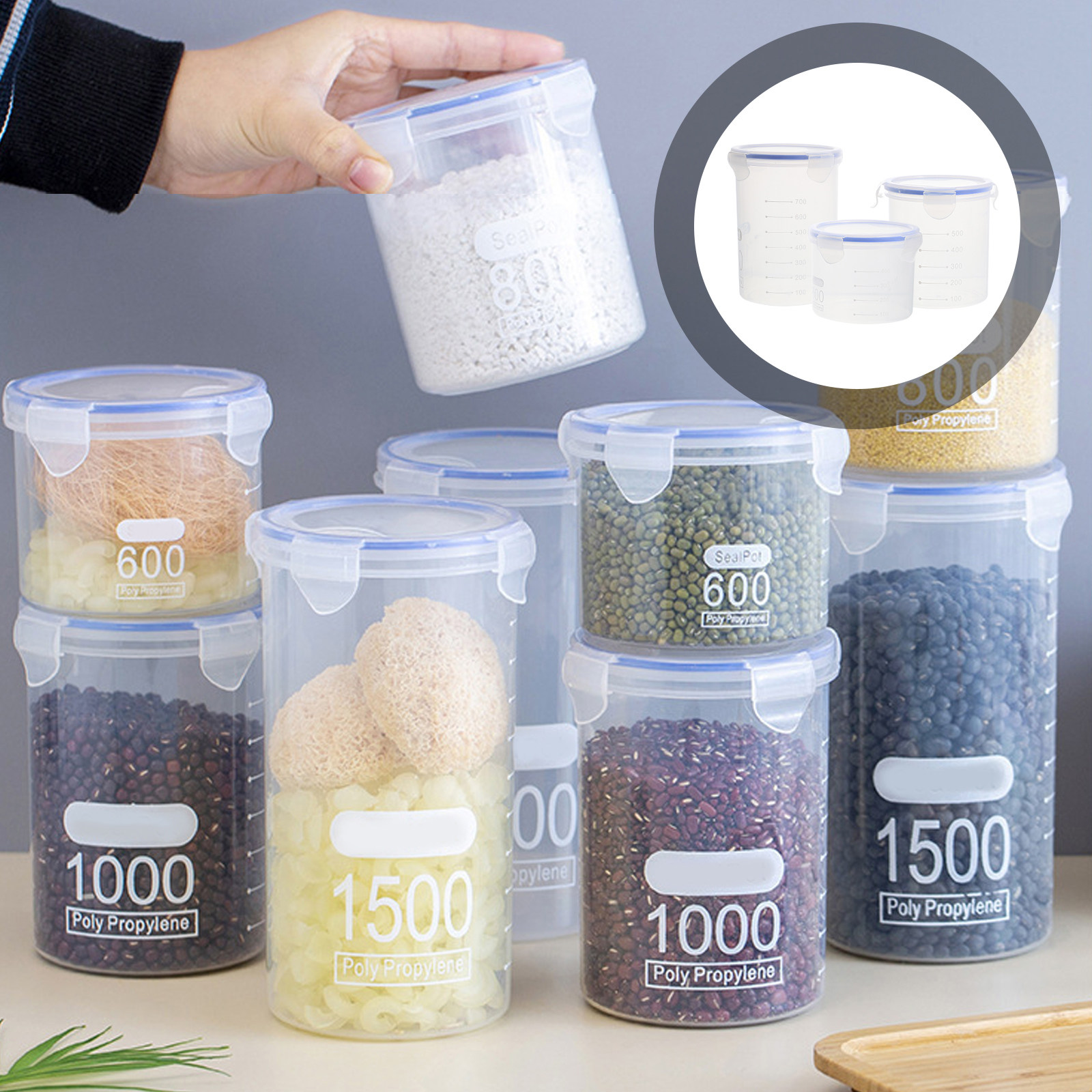 6Pcs Sealed Storage Jars Clear - Food Storage Containers ulasan dan harga