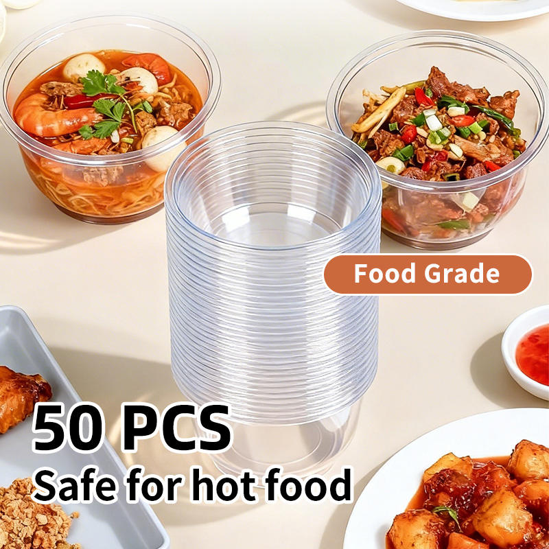 Disposable Plastic Bowls Trans - Food Storage Meals ulasan dan harga